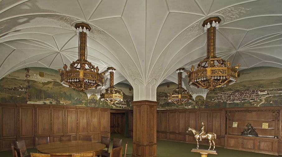 Wandmalereien von Julius Mössel im Grünen Saal von Schloss Bebenhausen