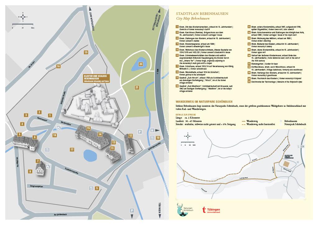 Kloster und Schloss Bebenhause, Stadtplan von Bebenhausen