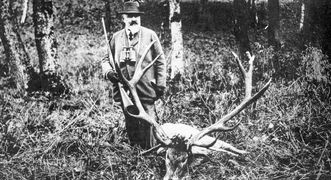 König Wilhelm II. von Württemberg auf der Jagd in Bebenhausen, Fotografie um 1910
