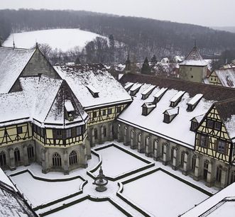 Bebenhausen Monastery with cloister, from the tower of the monastery church
