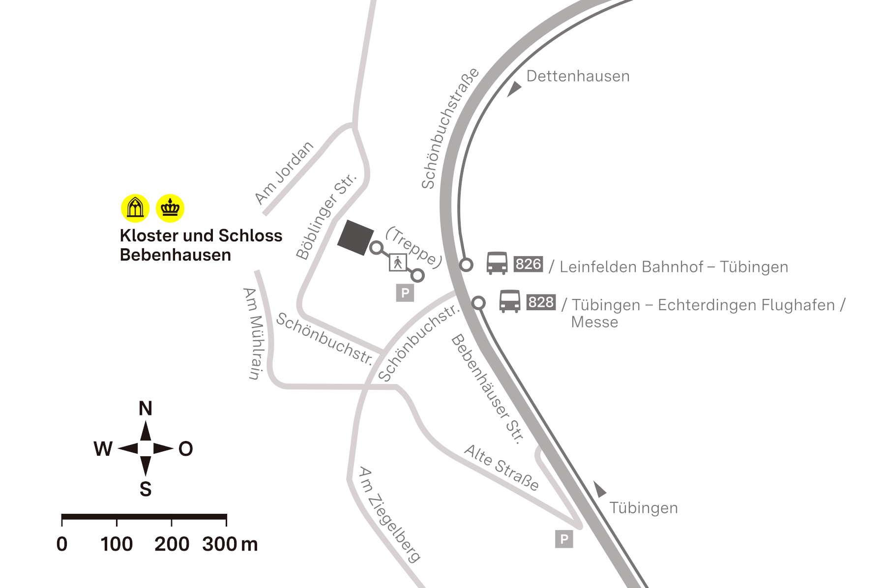 Anfahrtsskizze zum Kloster und Schloss Bebenhausen