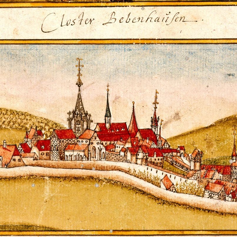 Kloster und Schloss Bebenhausen, Sonstiges, Ansicht aus dem Kieserschen Forstlagerbuch, HStAS TÜ H 107-18 Nr 52 Bl 17