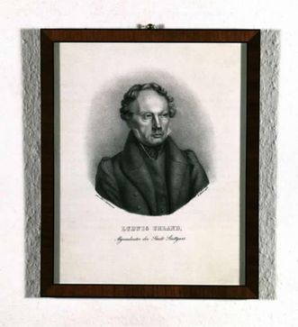 Ludwig Uhland (1787–1862) as a member of parliament, lithography of the writer circa 1850