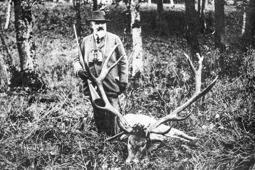 König Wilhelm II. von Württemberg auf der Jagd, Fotografie um 1910