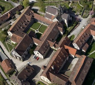 Aerial view of the monastery complex of Bebenhausen Monastery and Palace