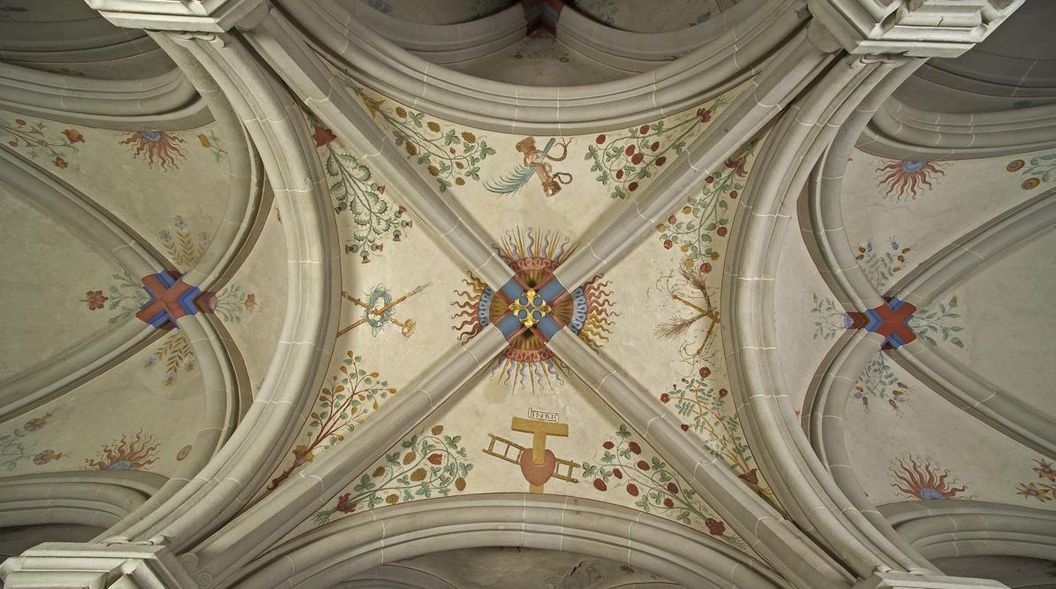 Painted Romanesque ribbed vault, created in 1225, Bebenhausen Monastery