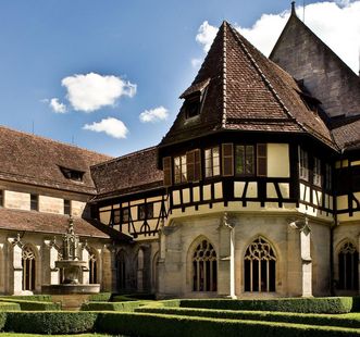 The cloister garden with the fountain house in Bebenhausen