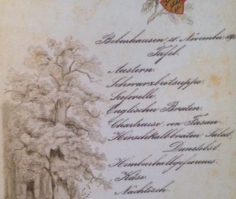 Menu from Bebenhausen Palace, full meal, November 28, 1895