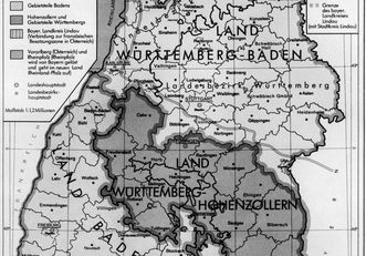 Map of southwest Germany from 1945 to 1952. Scan: Landesmedienzentrum Baden-Württemberg, credit unknown