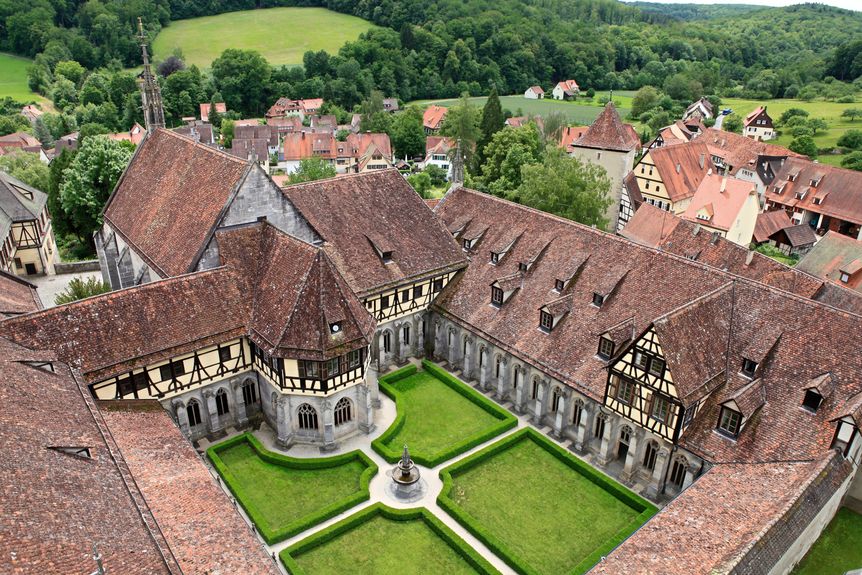 Kloster und Schloss Bebenhausen, Blick von oben auf die Klausur mit Kreuzgang 