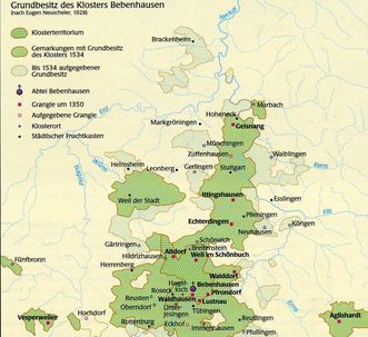 Detailed view of the property map of Bebenhausen Monastery