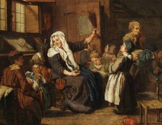 A school for girls in the 18th century, oil on canvas by Jan Josef Horemans the Younger